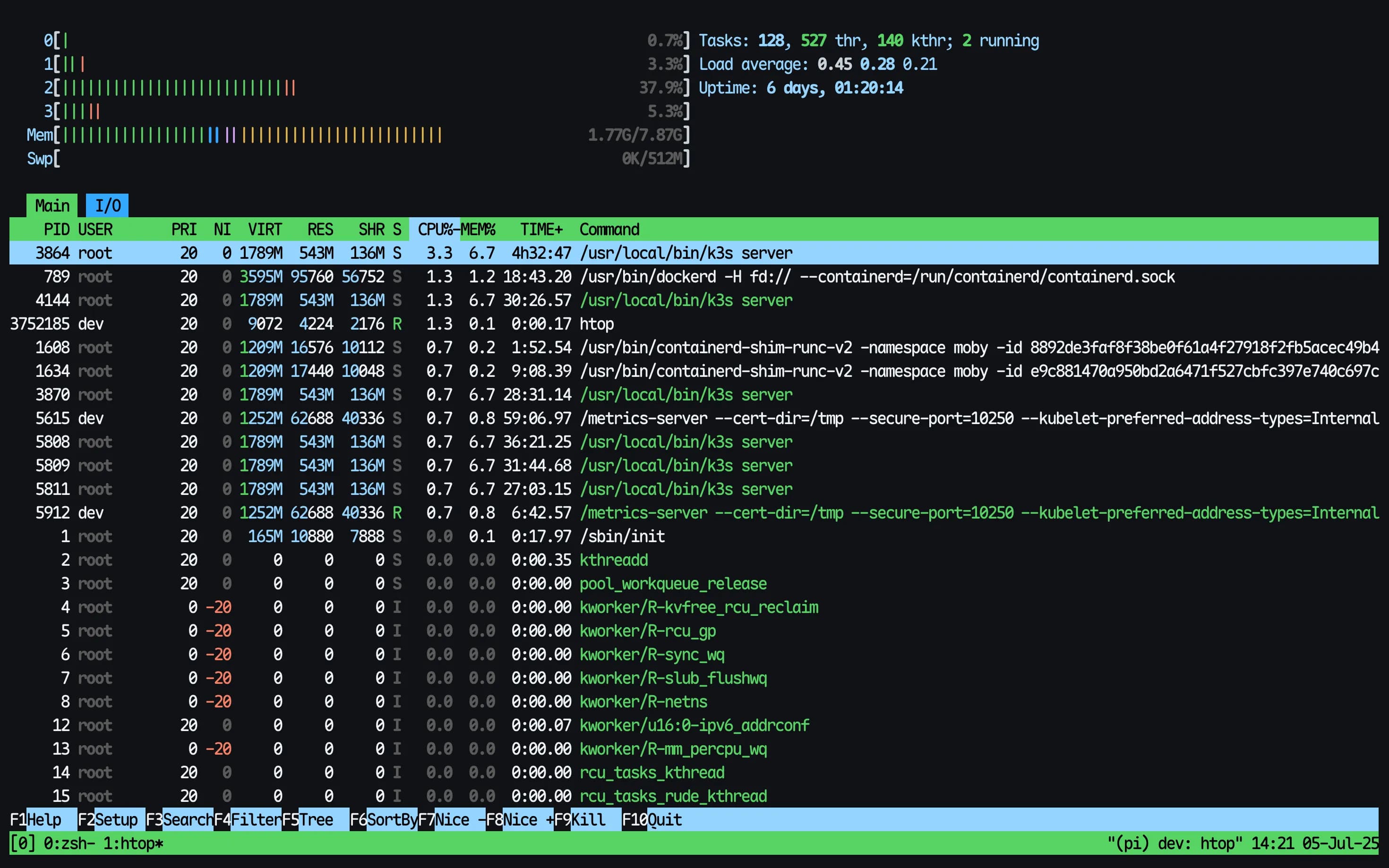PI HTOP Usage