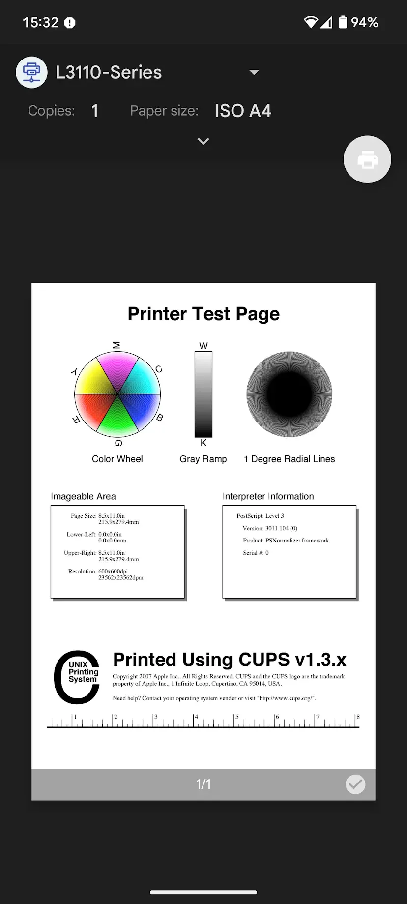 Screenshot of the working setup